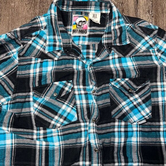 Mambo Australia Long Sleeves Snap Button Flannel Shirt Multicolored Mens Size XL - Picture 2 of 4